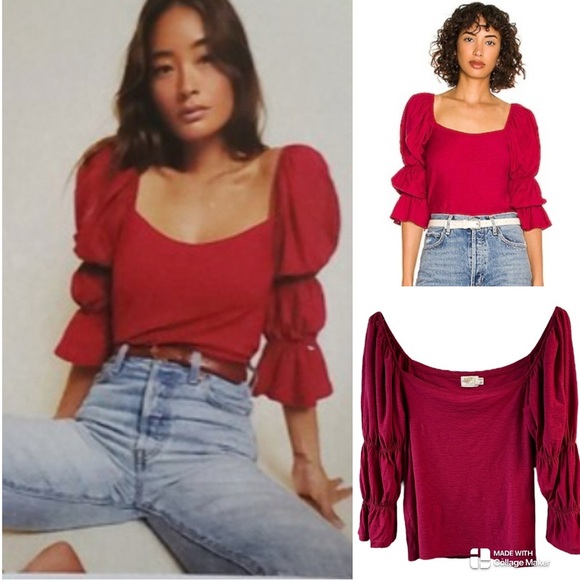 Nation LTD Scarlet Puff Sleeve Blouse - Picture 1 of 9